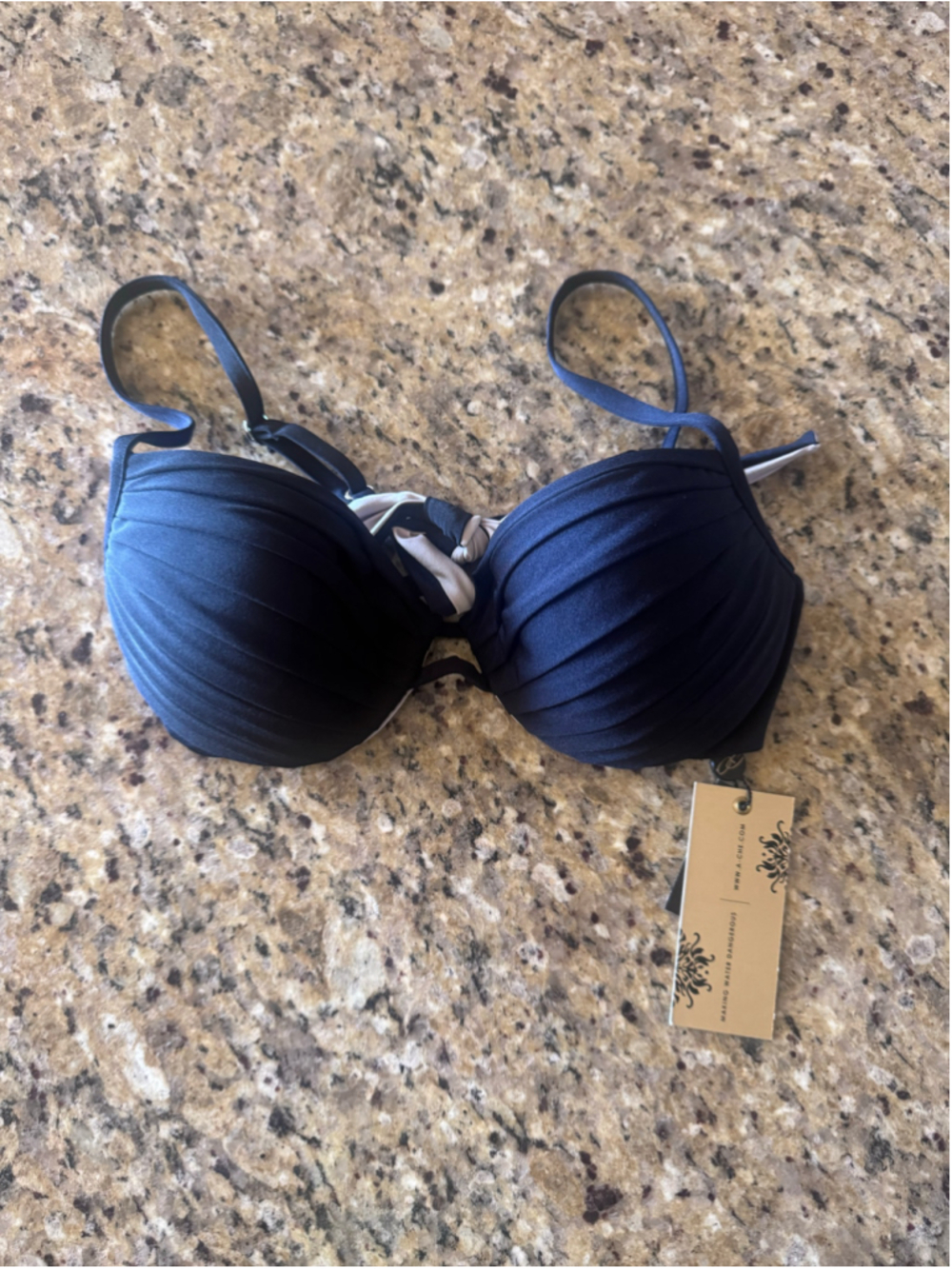 Women's a.Ché Navy (looks black) Bikini Top- large - fits 32D, 34C, 36B